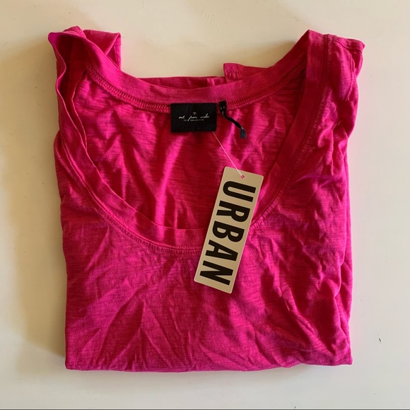 NWT Urban Outfitters Aimee Pleated Burnout Berry Pink Tank Top L - Picture 4 of 4